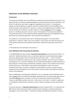 Consultation on the definition of practice