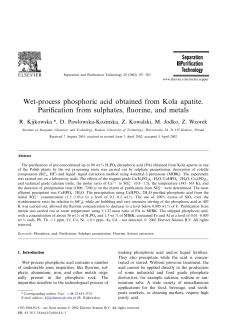 Wet-process phosphoric acid obtained from Kola apatite. Purification