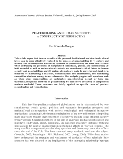 PEACEBUILDING AND HUMAN SECURITY: A CONSTRUCTIVIST