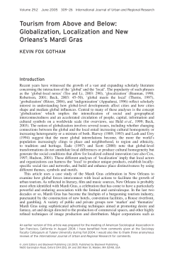 Tourism from Above and Below - Community and Urban Sociology