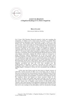 ALSO FH BRADLEY A Hegelian Reading of TS Eliot`s