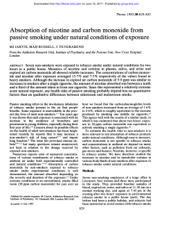 Absorption of nicotine and carbon monoxide from passive