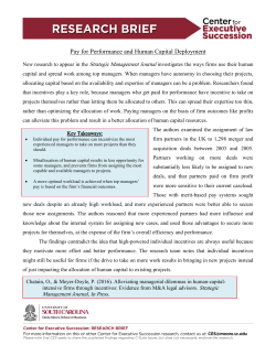 Pay for Performance and Human Capital Deployment