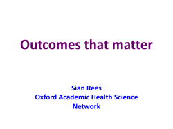 Outcomes that matter - Oxford Academic Health Science Network