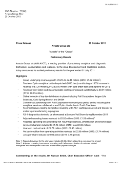 Preliminary Announcement