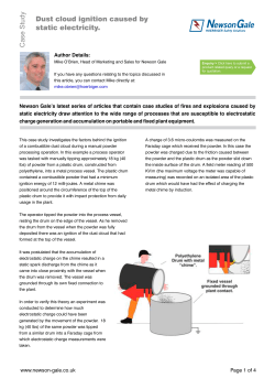 Case Study Dust cloud ignition caused by static