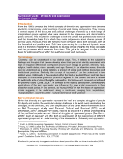 Curriculum Guide - Diversity and Oppression