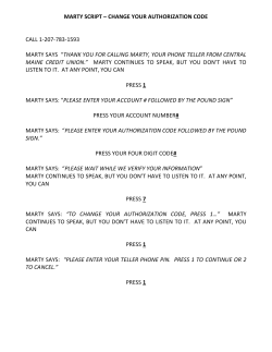 MARTY SCRIPT &ndash; CHANGE YOUR AUTHORIZATION CODE CALL