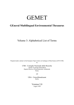 GEneral Multilingual Environmental Thesaurus Volume 3
