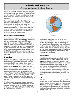Latitude and Seasons Reading
