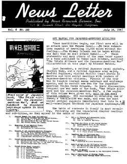 News Research Service Newsletter of July 16, 1941