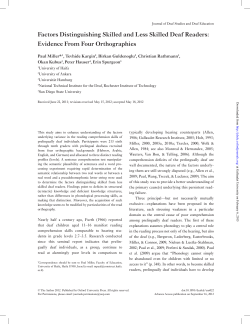 Factors Distinguishing Skilled and Less Skilled Deaf Readers