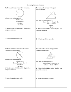 Correcting Common Mistakes The formula for area of a circle is &pi;