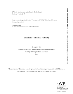On China`s Internal Stability - Stiftung Wissenschaft und Politik