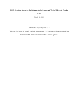 Bill C-32 and the Impact on the Criminal Justice System and Victims
