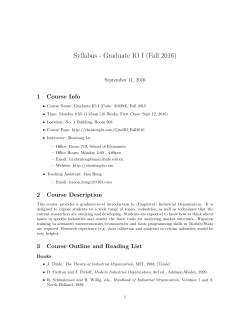 Syllabus - Graduate IO I (Fall 2016)