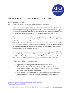 Notice Re: Market Participant Offer Behaviour:Illustrative Examples