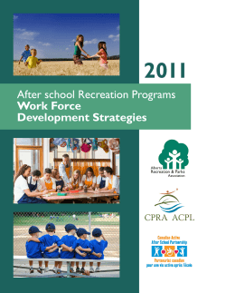 After school Recreation Programs Work Force Development Strategies