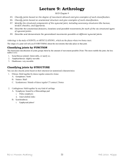 Lecture 9: Arthrology
