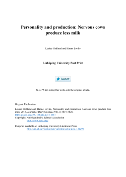 Personality and production: Nervous cows produce less milk