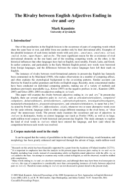The Rivalry between English Adjectives Ending in -ive and -ory