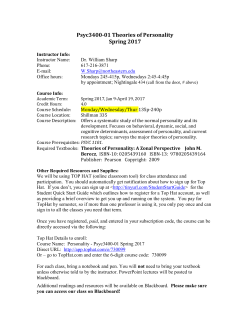 Psyc3400-01 Theories of Personality Spring 2017