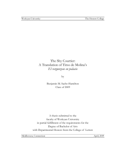 The Shy Courtier: A Translation of Tirso de Molina`s