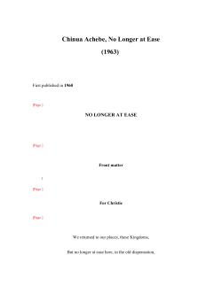 Chinua Achebe, No Longer at Ease