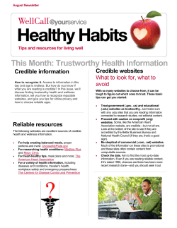 This Month: Trustworthy Health Information