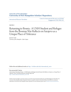Returning to Bosnia : A UNH Student and Refugee from the Bosnian