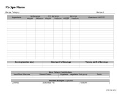 Standardized Recipe Form