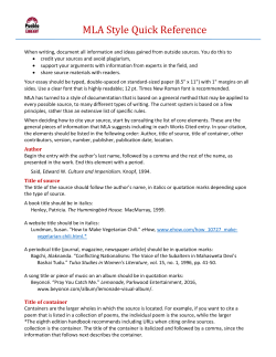 MLA Style Quick Reference