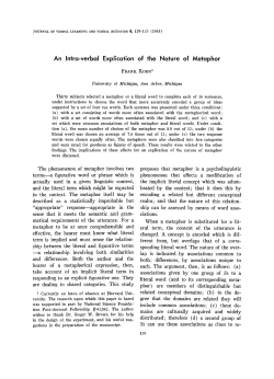 An Intra-verbal Explication of the Nature of Metaphor