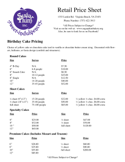Retail Price Sheet - Sugar Plum Bakery
