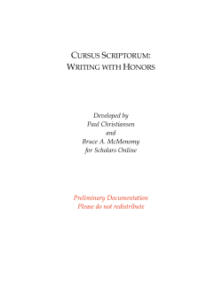 cursus scriptorum: writing with honors
