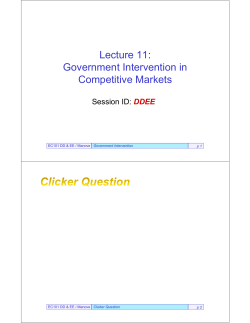 Lecture 11: Government Intervention in Competitive Markets