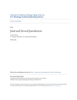 Joint and Several Jurisdiction - UC Hastings Scholarship Repository