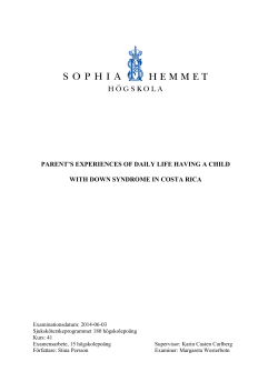 Parents` experiences of daily life having a child with Down syndrome