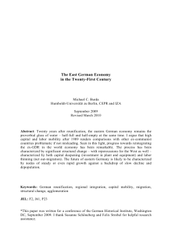 The East German Economy in the Twenty