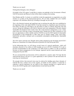 On behalf of the CEE region I would like to express our