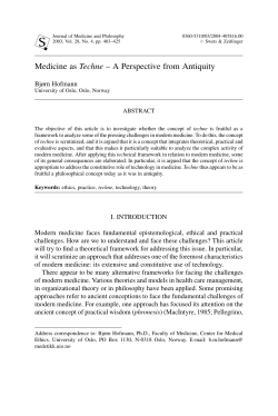 Medicine as Techne &ndash; A Perspective from Antiquity