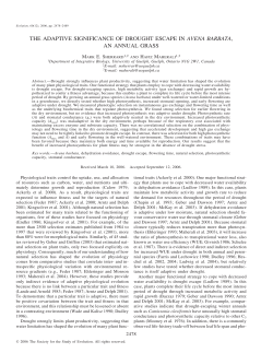 the adaptive significance of drought escape in avena barbata, an