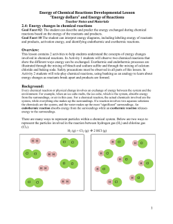 Energy of Chemical Reactions Developmental Lesson