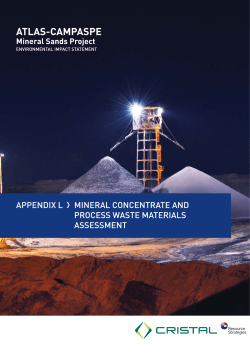 Mineral Concentrate and Process Waste Materials