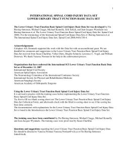 International SCI Lower Urinary Tract Basic Data Set Version 1.0