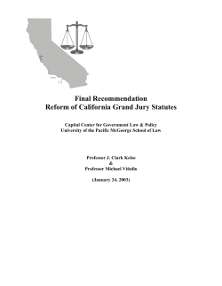 Final Recommendation Reform of California Grand Jury Statutes