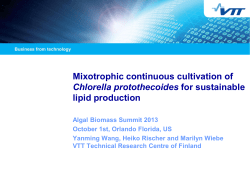 Mixotrophic continuous cultivation of Chlorella protothecoides for