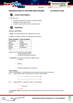 INTRODUCTION TO VECTORS AND SCALARS 19