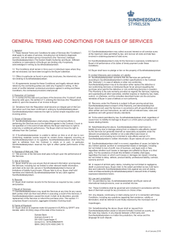 GENERAL TERMS AND CONDITIONS FOR SALES OF SERVICES
