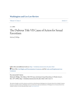The Dubious Title VII Cause of Action for Sexual Favoritism